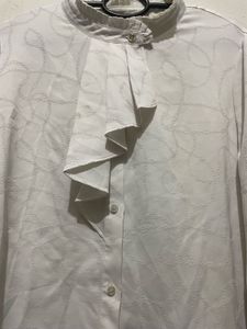 Elegant White Ruffled Blouse