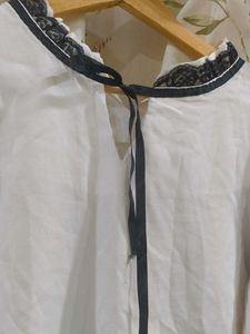 White Lace Trimmed Top
