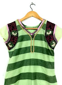Green Striped Kurta (Women)