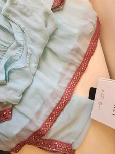 Light Blue Anarkali With Flared Palazo
