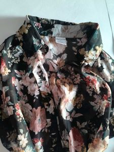 Floral Black Oversized Shirt