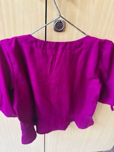 Magenta Ruffle Hem Blouse