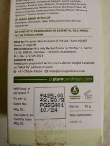 Plum Green Tea Sunscreen SPF 50