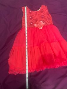 Bright peach Color Cocktail Frock 3-5yr Old