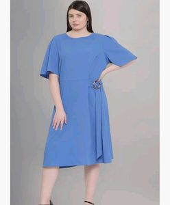 Blue Sheath Dress with Buckle
