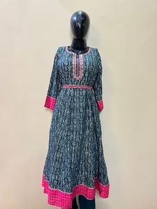 Printed Cotton Anarkali Suit Set