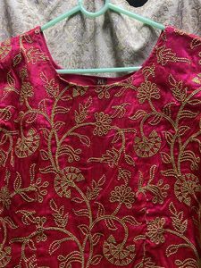 Orange and Pink Party Wear Gown