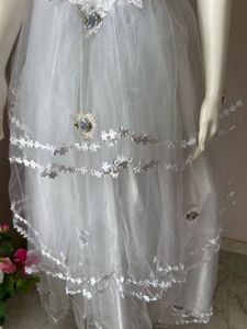 White Floral Patch Gown