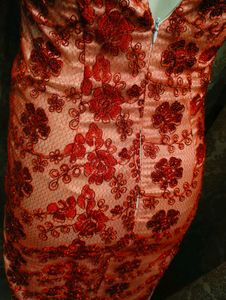 Red Lace Halter Qipao Dress
