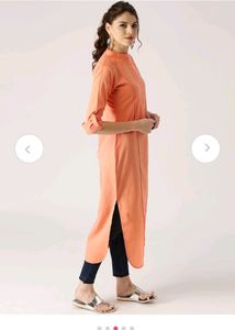 Libas Straight Orange and White Striped Kurta