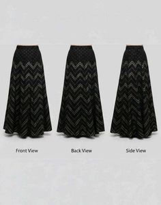 Elegant Black Chevron Maxi Skirt
