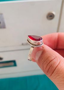 Red Diamond Ring 💍 Pure Silver (wt:-5.500g)