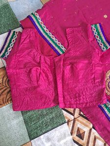 PINK COLOUR HEAVY EMBROIDERY AND STONE WORK SAREE