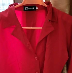 Red Button-Up Top
