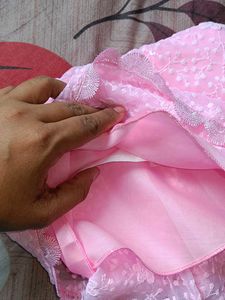 Baby Pink Chicken Work Frock