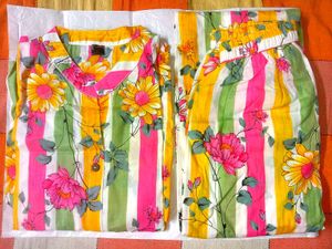 Trendy Floral Striped Co-ord Set Pure Cotton