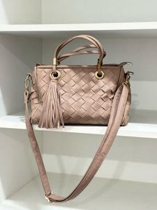 Woven Handbag with Tassels