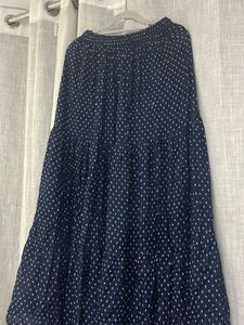 Navy Blue Tiered Maxi Skirt