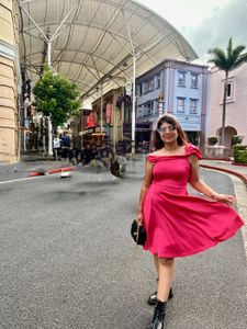 Magenta Flared Midi