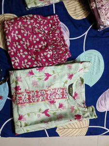 cotton kurta sea green pink
