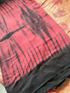 Elegant Black &amp; Red Saree