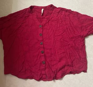 Red Button-Down Top