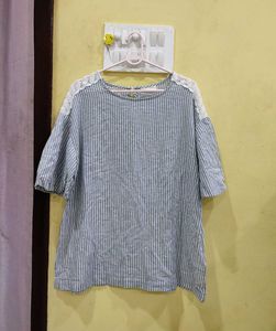 Striped Top with Lace Detail Bust 38 And Half
