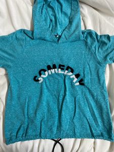Y2K Blue Cropped Hoodie