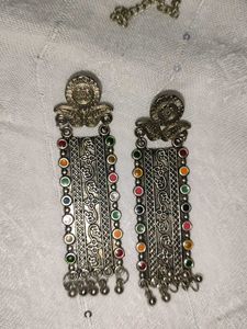 oxidised 4 earring ,with necklace and ring