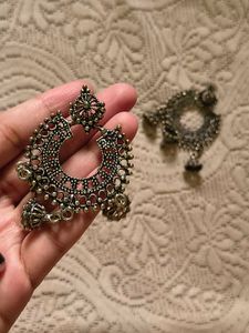Boho Oxidized Silver Jhumka Earrings &amp; Ring Set