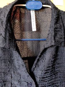 Textured Crepe Button Down Shirt