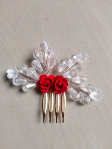 Stone Beaded with rose design Fancy Hair Clip/Side