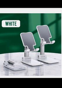 Adjustable and Foldable Desktop Phone Holder Stand for Phone Compatible - with All Mobile Phone/Tablets Upto 4-11&#34; for Desk, Table, Home &amp; Online Classes (White) Metal Holder (Pack Of 1)