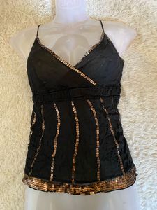 Y2K Black Embellished Top