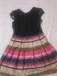 Lace Top Striped Dress