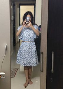 Floral Print Ruffle Sleeve Dress