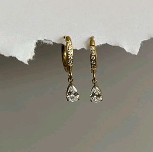 Solitaire Teardrop Hoops anti tarnish