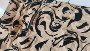 Abstract Print Beige Pants