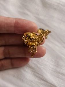 Gold Fish Earrings with stylish Color Button