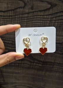 Red Heart Drop Earrings