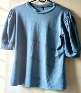 Light Blue Puff Sleeve Top
