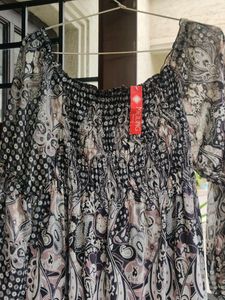 Beautiful Grey Black Smock Dress
