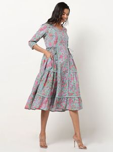 Floral Print Tiered Mini Dress/kurthi