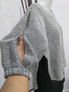 Grey &amp; Black Combination Layered Top