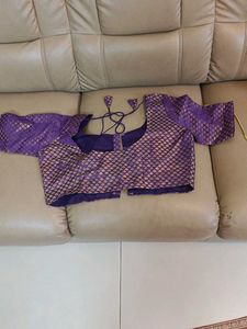 Purple Brocade Saree Blouse