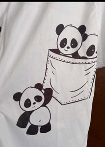 ✨️Elegant white polyester shirt with playful panda