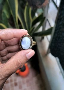 Vintage Mens Silver 925 Ring With Moonstone