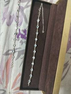 92.5 Silver Blue Topaz Anklets (3 In 1)