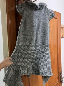 Gray Fur Knit Coat sweater for winter