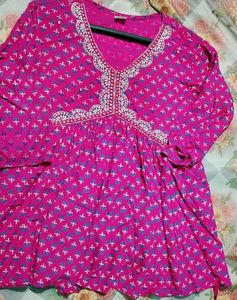 Pink Embroidered Tunic Top